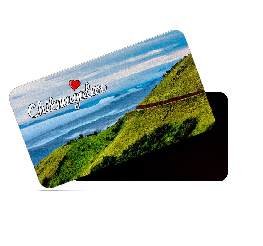 dhcrafts Rectangular Rubber Fridge Magnet / Magnetic Card Multicolor Karnataka Chikmangalur D11 Design Pack of 1 (8.6cm x 5.4cm)